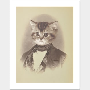 Gentleman Cat Retro Picture - Print / Home Decor / Wall Art / Poster / Gift / Birthday / Cat Lover Gift / Animal print Canvas Print Posters and Art